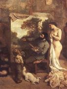 Gustave Courbet Das Atelier.Ausschnitt:Der Maler oil painting reproduction